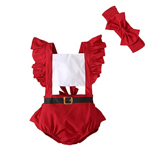 MNSWR Neugeborenes Baby Mädchen Junge Weihnachten Outfit Santa Rundhalsausschnitt Waffel Sweatshirt Strampler Langarm überdimensioniert Bodysuit Weihnachten Baby,Baby Strampler Neugeborene Junge Bab von MNSWR