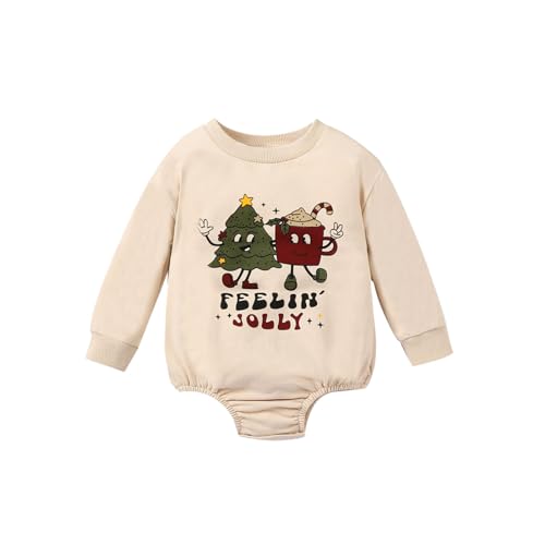 MNSWR Neugeborenes Baby Mädchen Jungen Weihnachten Outfit Langarm Rentier Print Strampler Herbst Winter Einteiliger Overall Weihnachten Kleidung Outfit Weihnachten,Body Baby Mädchen Winter-Strampler von MNSWR