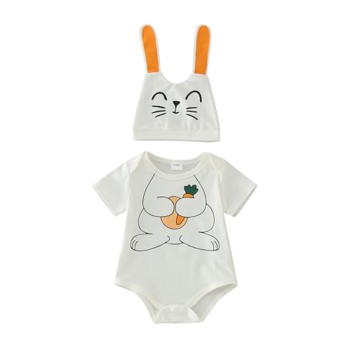 MNSWR Ostern Baby Kleidung,Ostern Kostüm Strampler Bunny Babymütze Baby Mädchen Kleidung Neugeborenen Kleidung Junge Kaninchen Tierkostüm von MNSWR