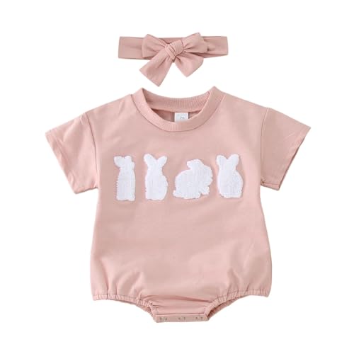 MNSWR Ostern Baby Kleidung Jungen,Ostern Hase Kostüm Baby Strampler Ohne Füße Babymütze Baby Body Mädchen Babykleidung Junge Kaninchen Tierkostüm von MNSWR