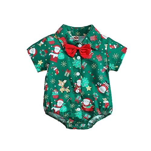 MNSWR Und Kleidung Neugeborenes Baby-Weihnachtsoutfit, Kleinkind, Jungen, Mädchen, Weihnachtsmann-Strampler, Fleece-Overall, Weihnachtskleidung, Hut-Set Musselin Hose Kinder (A-Red, 0-3 Months) Weihn von MNSWR