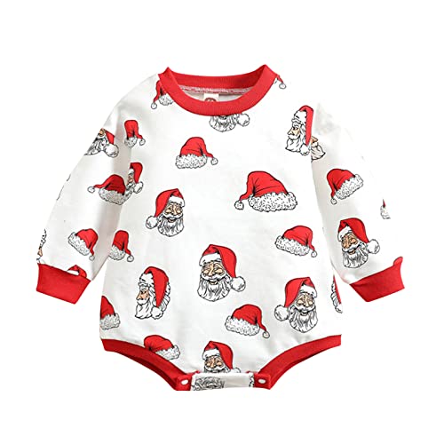 MNSWR Und Kleidung Neugeborenes Baby-Weihnachtsoutfit, Kleinkind, Jungen, Mädchen, Weihnachtsmann-Strampler, Fleece-Overall, Weihnachtskleidung, Hut-Set Musselin Hose Kinder (A-Red, 12-18 Months) Jun von MNSWR