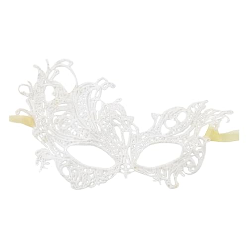 MNSWR Venezianische Karnevalsmaske,Gesichtsmaske Frauen Maskenball Maske Damen Spitzenmaske Damen Maskenball Maske Damen Maske Phantom Der Oper Weiß Schwarze Maske Karneval Spitze Karneval Maske Mädch von MNSWR