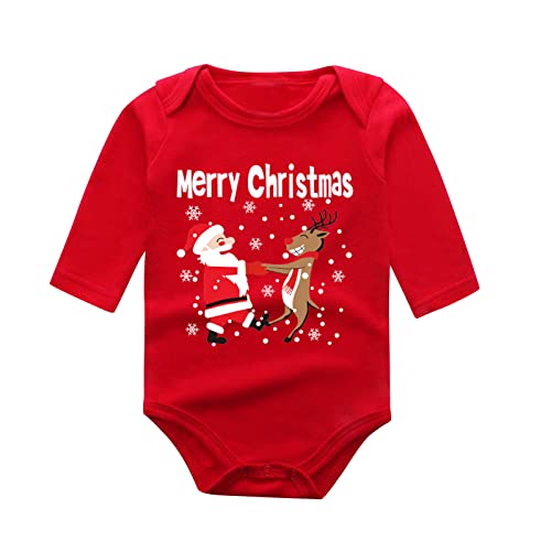 MNSWR Weihnachten Familien Outfit,Neugeborene Baby Strampler Stretch Langarm Strampler Baby Strampler Lustig Weihnachtsmann Kostüm Schlafanzug Mädchen Baby Tierkostüm Winter Strampler Bastelset Weih von MNSWR