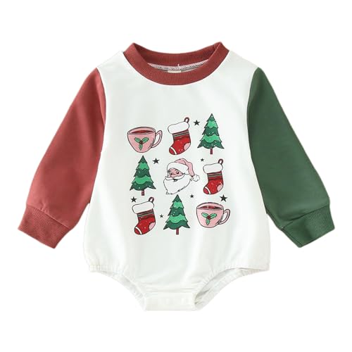 MNSWR Weihnachten Hut,Baby Body Junge Baby Strampler Neugeborene Junge Weihnachtsoutfit Baby Mädchen Weihnachts-Rentier-Pyjama Schlafanzug Babystrampler Mädchen Weihnachten Body Herren,Stricker Stra von MNSWR