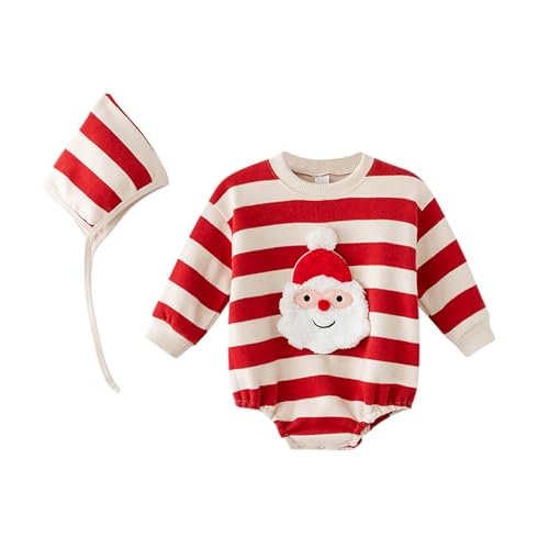 MNSWR Weihnachten Kostüm Baby Kleidung Mädchen Jungen 0-3 Monate, Baby Overall Winter, Christmas Santa Elf Babykleidung Strampler, Grün Walkoverall Outfit, Neugeborenen Geschenk Set Weihnachten Kinde von MNSWR