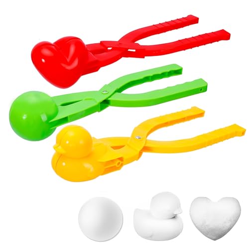 3 Stück Winter Schneeball Former, Schlitten Kinder, Herz Schneeball Maker, Schneeball Zange, Schneeball Clip, Griff-Schneeball-Clip, Schneeball Form Spielzeug Für Schneeballschlachten Für Kinder von MOAZIFI