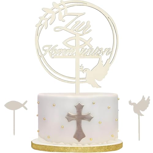 Konfirmation Deko, Kommunion Deko, Kommunion, Taufe Deko Wooden Decoration For Christening Cake, Elegant Cake Decor For Boys And Girls, Beautiful Toppers For Christening Celebrations von MOAZIFI