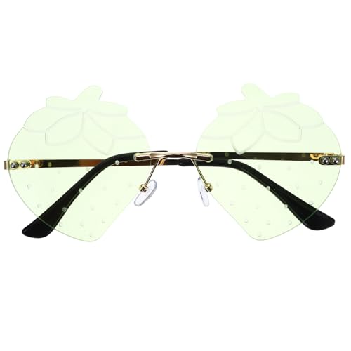 MOBUTOFU 1 Paar Erdbeer-sonnenbrille Strandparty-sonnenbrille Partyzubehör Urlaubs-sonnenbrille Erdbeergläser Kreative Party-sonnenbrille Sommer Sonnenbrille Metallgestell Green von MOBUTOFU