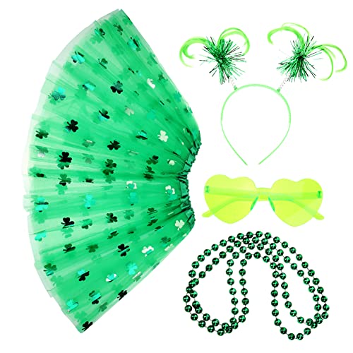 MOBUTOFU 1 Satz Festival Rock Set Outfit Kostüm Kleeblatt-brille Kleeblatt-rock St. Patricks Day Patrick Day Ornament Patrick Bedruckter Rock St. Patricks Day Requisite Polyester von MOBUTOFU