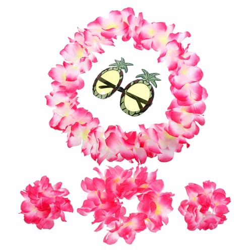 MOBUTOFU 1 Satz Hawaiianische Lei Luau-stirnband Hawaii-party-requisiten Party-armband Hawaii-blumen-halskette Luau-partygirlande Hawaii-girlande Luau-partydekoration Blumenarmband Tuch von MOBUTOFU