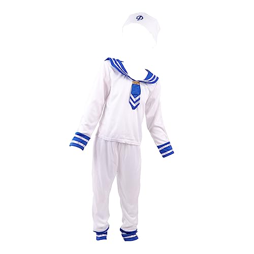 MOBUTOFU 1 Satz Matrosenanzug für Kinder Halloween-Kostüme für Männer Admiral-Kostüm kinderkleider kinderkleidung costume Matrosenuniform Performance-Kostüm Polyester Weiß von MOBUTOFU