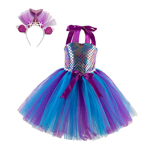 MOBUTOFU 1 Satz Mesh-Rock Cosplay-Kleid Tutu zum Mädchengeburtstag Ballkleider für Mädchen Glitzerkleid Mädchenröcke haarband hair-band meerjungfrauen Kinderrock Kinderkostüm Stoff Violett von MOBUTOFU