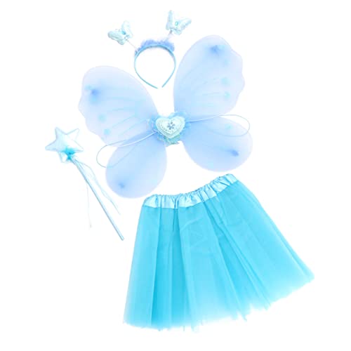 MOBUTOFU 1 Satz Schmetterlingsflügel Vierteiliges Set Tutu Kleinkind Feenhaftes Kostüm Tutu Für Kleine Mädchen Kleinkind Tutu Kurzer Tüllrock Funkeln Dame Hase Flapper Strümpfe Blue von MOBUTOFU