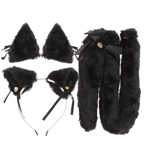 MOBUTOFU 1 Satz Stirnband Stirnband Wolf Fuchsschwanz Pelziger Tierschwanz Rollenspiel Pelzschwanz Kindertier Tierkostüm Für Kopfhörer Stirnband Black Elastisches Seil von MOBUTOFU