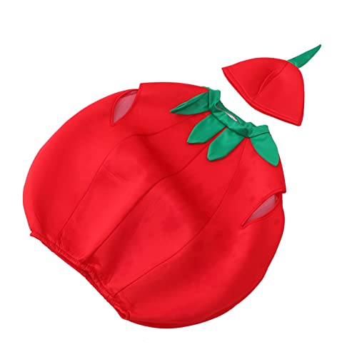 MOBUTOFU 1 Satz Tomate Kinderkleidung Kleid für Kleinkind Unisex-Anziehrequisiten hallowennkostüme kinder faschingskostüme kinder Tomaten-Performance-Kostüme Tomaten-Cosplay-Kleid Tuch rot von MOBUTOFU