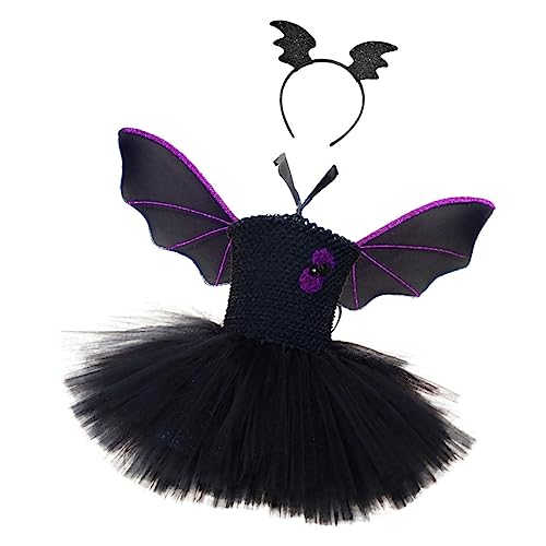 MOBUTOFU 1 Set Halloween ädchen Kostü Fledermaus Flügel Outfit Mit Tutu Rock Und Haarreif Für Perfekt Für Halloween Maskerade Und Karneval Feiern von MOBUTOFU