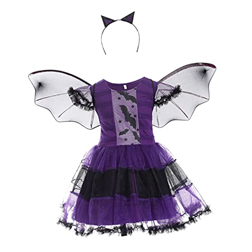 MOBUTOFU 1 Set Halloween Kleider Mädchen Vampir Fledermaus Kostüm Maskerade Kostüm Cosplay Anzug Abschlussball Halloween Spinnen Hexenkleid Halloween Teufelshaarband Fledermaus von MOBUTOFU