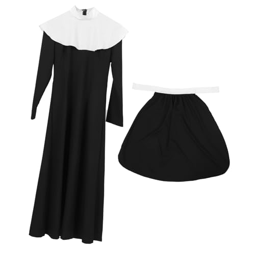 MOBUTOFU 1 Set Nonnenkostüm Für Erwachsene Halloween Cosplay Outfit Mit Robe Und Kopfbedeckung Ideal Für Karneval Mottopartys Und Verkleidungen Für Frauen von MOBUTOFU