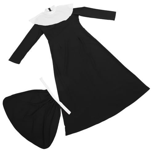 MOBUTOFU Nonnenkostüm-Set in Übergröße Nonnen-Outfit für Damen Halloween-Kostüm für Frauen Cosplay-Zubehör inklusive von MOBUTOFU