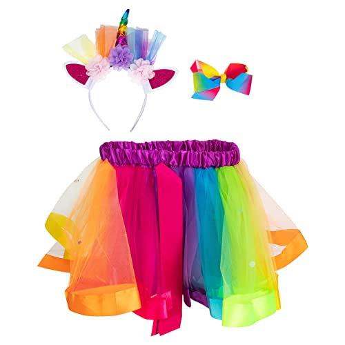 MOBUTOFU 1 Set Unicorn Stirnband Regenbogen Tutu Für Mädchen Einhorn Kopfschmuck Mit Kleidermädchen Party Dekoration von MOBUTOFU