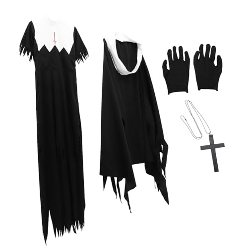 MOBUTOFU 1PC Halloween Zombie Nonne Kostü Für Erwachsene Gruselige Party Uniform Für Halloween Schauriges Verkleidungs Accessoire Für Kostümpartys Und Vampir Themenveranstaltungen von MOBUTOFU