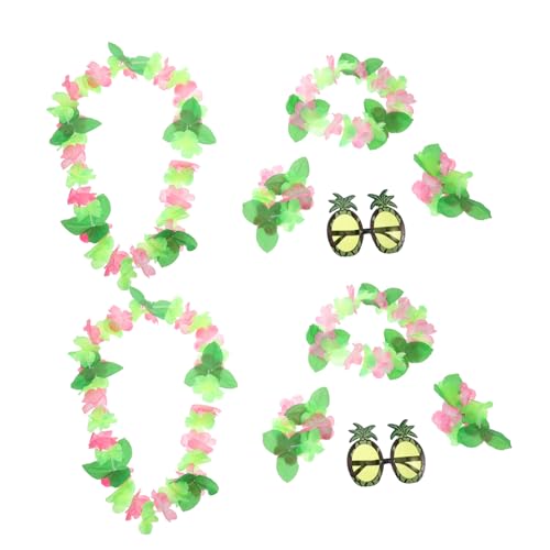 MOBUTOFU Seaside Vacation Decor 10-teiliges Hawaii-blumen-halsketten- Und Brillen-set Für Damen-luau-party-kostüme von MOBUTOFU