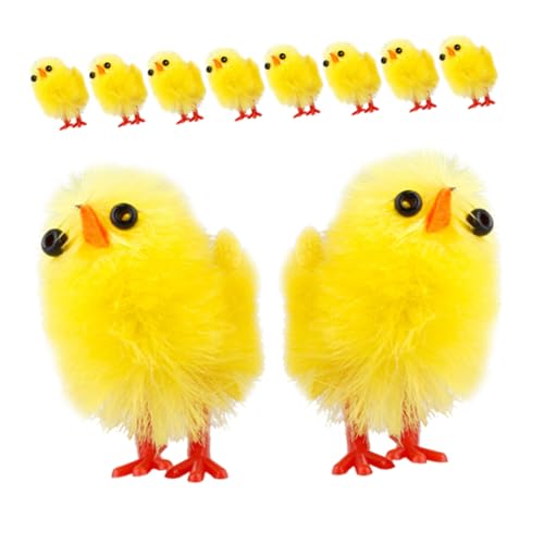 MOBUTOFU 10St Osterküken ostern mitgebsel easter frühlingsdekoration ostergeschenk ostern küken plüschtiere Ostern Hühnerspielzeug Fuzzy Küken Ostern Beflockung Küken Mini Plastik Yellow von MOBUTOFU