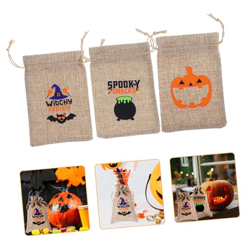 MOBUTOFU 12 Stück Halloween Geschenktüten Halloween Zubehör Süßigkeitentüten Für Halloween Geschenke Kordelzugbeutel Halloween Süßigkeiten Geschenktüten Halloween Partytüten von MOBUTOFU