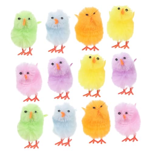 MOBUTOFU 12st Küken Plüschtier Gefälschte Osterküken Kleines Huhn Ostern Osterkükenmodell Simulierte Kükenverzierung Kleine Osterküken Hähnchen Stofftier Plüsch-küken-Spielzeug Samt von MOBUTOFU