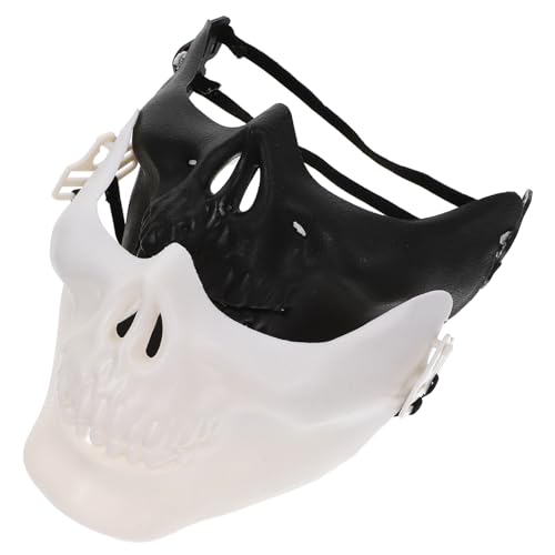 MOBUTOFU 2 Stück Halloween Skull Masken Skelett Vollgesichtsmaske Gesichtsschutz Für Cosplay & Maskerade Party Schwarz Und Weiß von MOBUTOFU