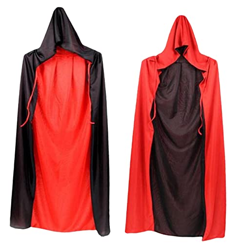 MOBUTOFU 2 Stück Halloween Vampir Umhang Mit Tasche Und Augenmaske Für Erwachsene Schwarz Rot Ideal Für Kostümpartys Und Cosplay Perfekt Für Halloween Events Und Mittelalter Themen von MOBUTOFU