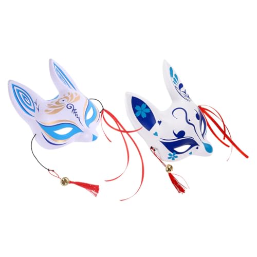 MOBUTOFU 2 Stück Japanische Fuchsmasken Maskerademasken Tierfuchsmaske Performance Karnevalsmasken Halbgesichtsfuchszubehör Multi von MOBUTOFU