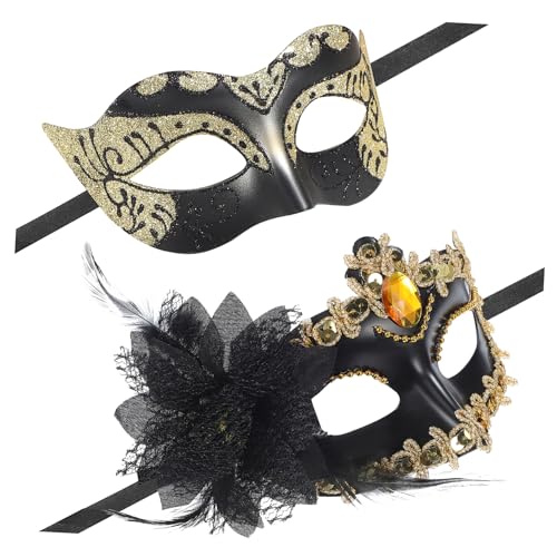 MOBUTOFU 2 Stück Vintage Venezianische Masken Für Maskerade Unisex Kostümzubehör Für Karneval Und Partys Elegante Augenmasken Im Klassischen Design von MOBUTOFU