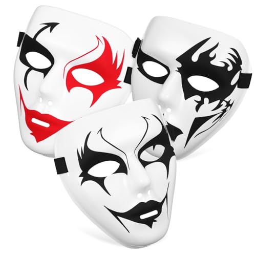 MOBUTOFU 3 Stück PVC Halloween Gruselige Masken Verstellbare Cosplay Street Dance Masken für Kostümparty Halloween Karneval und Performance Leicht und Langlebig MOBUTOFU 3 Stück PVC Halloween Gruselige Masken Verstellbare Cosplay Street Dance Masken für Kostümparty Halloween Karneval und Performance Leicht und Langlebig von MOBUTOFU
