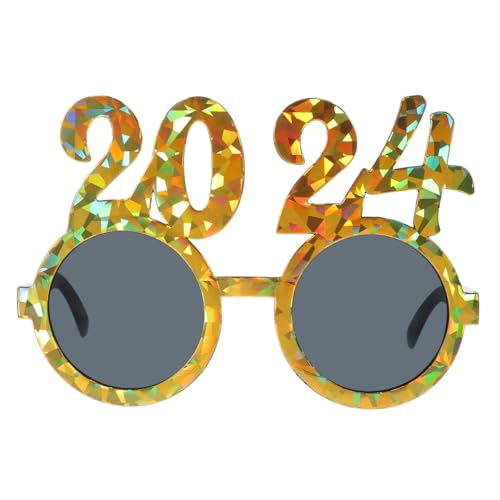 MOBUTOFU 4 Stück 2024 2024 Digitale Brille Partybrille 2024 Kostümzubehör Für Das Neue Jahr 2024 Entworfene Brille Partydekorationen Für Das Neue Jahr Party-brillen-dekore Pc-rahmen Golden von MOBUTOFU