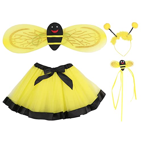 MOBUTOFU Mädchen Kostüm Kinder Party Kleidung Tutu Kleid Flügel Set Für Karneval Leistung Kostüme von MOBUTOFU