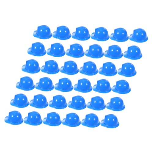 MOBUTOFU 40St Mini-Bauhut Miniaturpuppen-Bauhut Mini-Helme kreativer Minihelm Miniatur-Flaschen-Topper-Hüte safety cap relief cap Plastikpuppen-Schutzhelm Weinflaschenverschluss Blue von MOBUTOFU