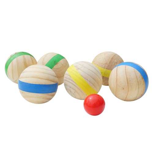 MOBUTOFU 7 Stücke Kinder Rolling Bälle Lustige Outdoor Sport Bocce Hölzerne Gras Rollkugeln von MOBUTOFU