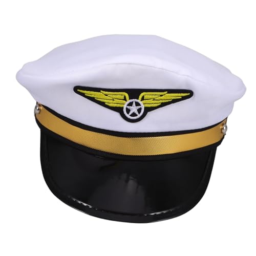 MOBUTOFU Airline Pilotenkappe Kostümhut Pilotenhut Für Erwachsene Für Kostümpartys Airline Motto Halloween Hut Für Cosplay Und Maskerade Verstellbare Uniformkappe von MOBUTOFU