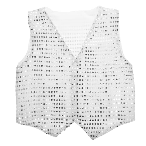 MOBUTOFU Disco-kinderbekleidung Vintage- Retro-bänder Westen Für Jungen Stoßfängerleiter Coole Ringe Strickjacke Mit Rollkragen Artikulierte Ringe Gurtbänder Silver Chemiefasermischung von MOBUTOFU