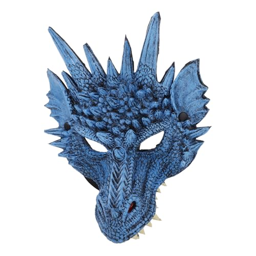 MOBUTOFU Drachenmaske Für Kostümpartys Blaues Verkleidungszubehör Für Halloween Maskerade Cosplay Und Karneval Realistische Drachenkopf Maske Für Auftritte Und Festliche Anlässe von MOBUTOFU