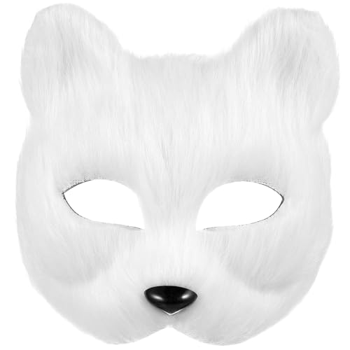 MOBUTOFU Fuchs Maske Für Halloween Halbe Gesicht Maske Für Kostümpartys Maskenball & Karneval DIY Requisite Leere Maske Ideal Gastgeschenk Für Und Erwachsene von MOBUTOFU