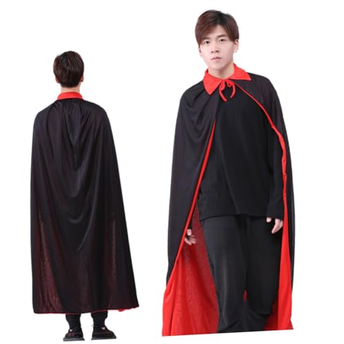 MOBUTOFU Halloween Umhang Kostüm Set Für Erwachsene 2 Stück Cosplay Cape Mit Kapuze Schwarz Und Rot Lang Unisex von MOBUTOFU