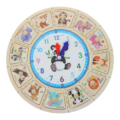 MOBUTOFU Kinderuhr Uhr-Puzzle Kinder rätsel Lernuhr für Kinder Unterrichtsuhren für Kinder Lustiges Puzzle lernuhr Kinder kinderlernuhr Watch for Uhr Lernen Lehruhr Kleinkind Uhr Holz von MOBUTOFU