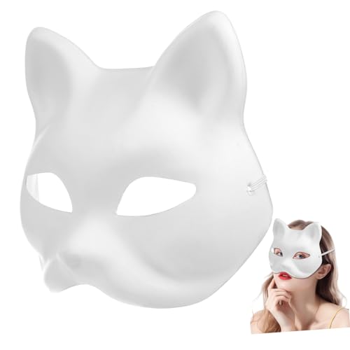 MOBUTOFU Leere Katzenmasken 10 Stück Masken Für Maskerade Cosplay Abschlussball Tierpartys DIY Handbemalte Designs Festival Und Tanzparty Zubehör von MOBUTOFU