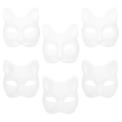 MOBUTOFU Party Leere Fuchs Kostüm Stil Japanischer Masken Katzenmasken Weißes für Handbemalte Maskerade Weihnachten Maske Blanko Frauen Cosplay Halbmaske Weiße Bastelmasken Requisite von MOBUTOFU