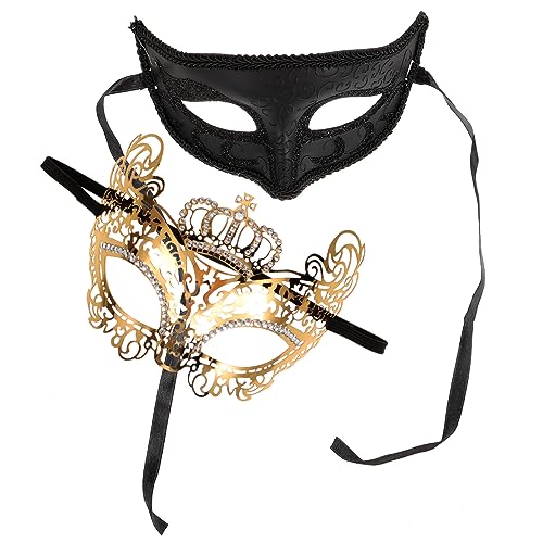 MOBUTOFU Karneval Maskerade Paare Set 2 Stücke Metall Hälfte Strass Halloween Party Cosplay Kostüm von MOBUTOFU