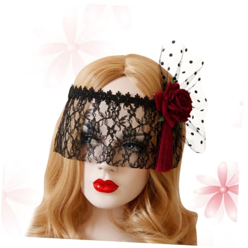 MOBUTOFU Retro Schwarzer Spitzenschleier Mit Augenmaske Eleganter Kopfschmuck Für Halloween Maskerade Partys Lustige Party Dekoration Halbes Gesicht Und Stilvoll Ideal Für von MOBUTOFU