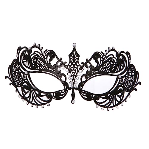 MOBUTOFU Schwarze Halbgesichtsmaske Aus Eisen Mit Strass Inlay Metallmaske Für Performance Partyzubehör 1 Stück von MOBUTOFU